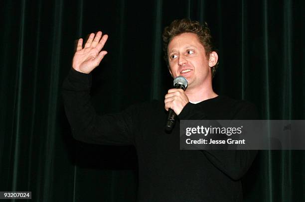 Director Alex Winter speaks at the Los Angeles Premiere of "Ben 10: Alien Swarm" held at the Warner Brothers Steven J Ross Theater on November...