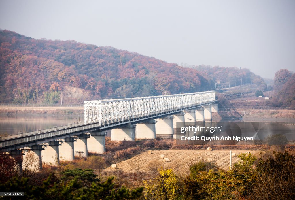 Freedom Bridge On The Border Of South And North Korea High-Res Stock ...