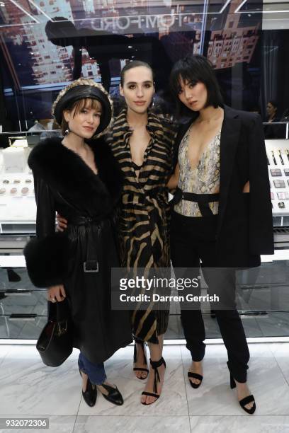 Julia Hobbs, Maxim Magnus and Betty Bachz attend the Tom Ford Beauty event celebrating the launch of Tom Ford Extreme with Karen Elson and Ismaya...