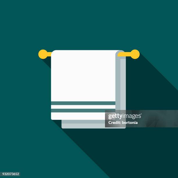 towel flat design cleaning icon with side shadow - linen stock illustrations