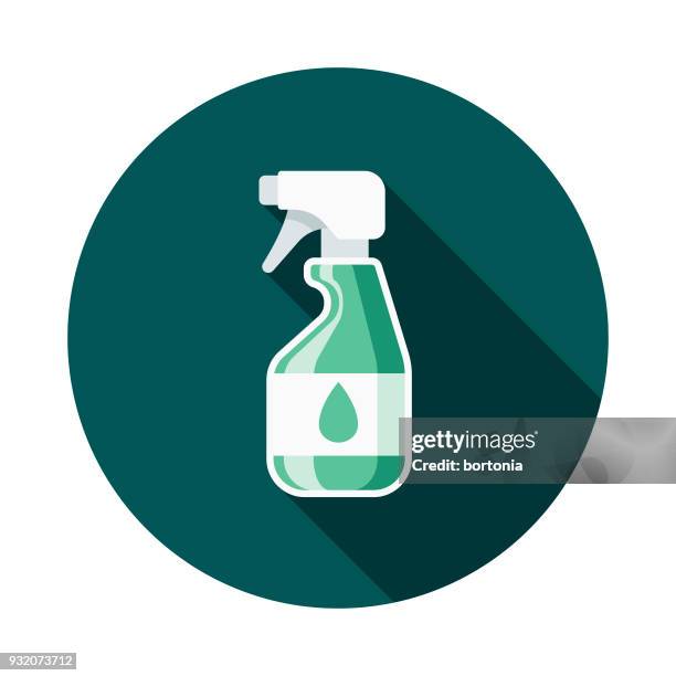 spray bottle flat design cleaning icon with side shadow - window cleaning vector stock illustrations