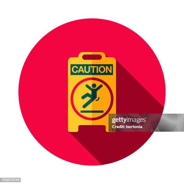 wet floor sign flat design cleaning icon with side shadow - accidental stock illustrations
