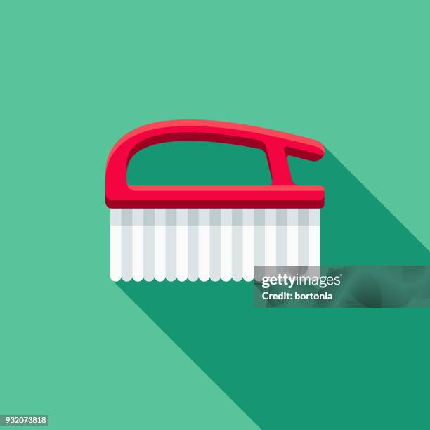 brush flat design cleaning icon with side shadow - scouring stock illustrations