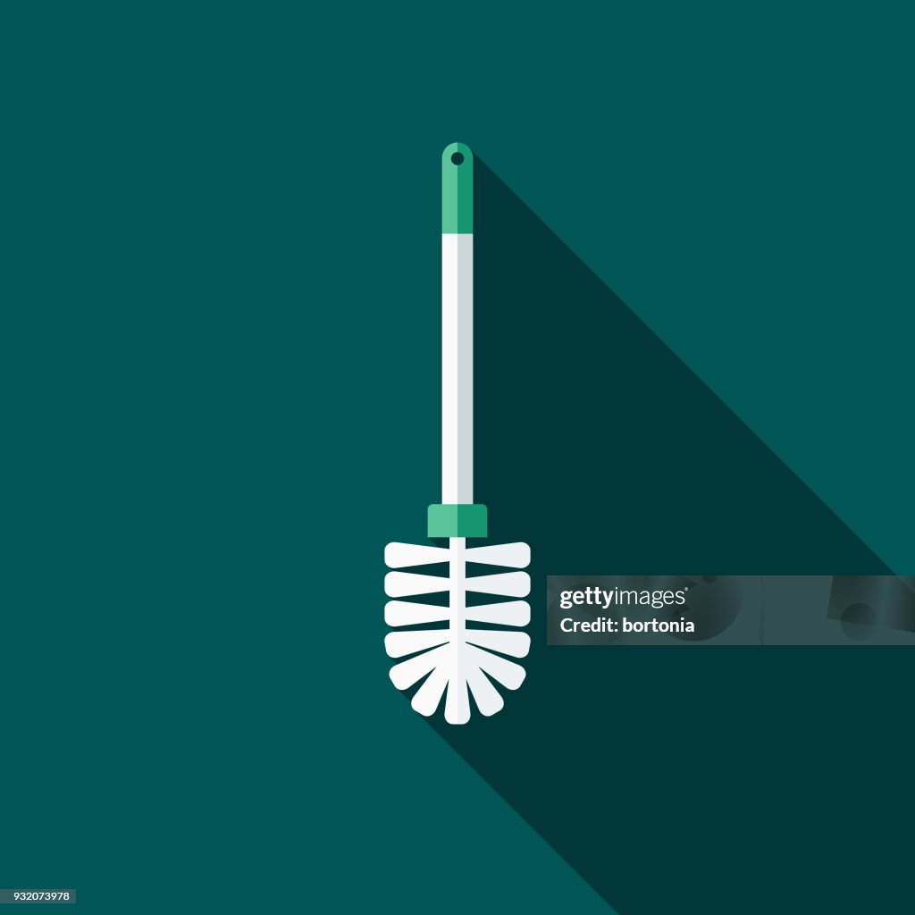 Icona di pulizia del design piatto scrubber con ombra laterale
