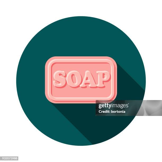 soap flat design cleaning icon with side shadow - bar of soap stock illustrations