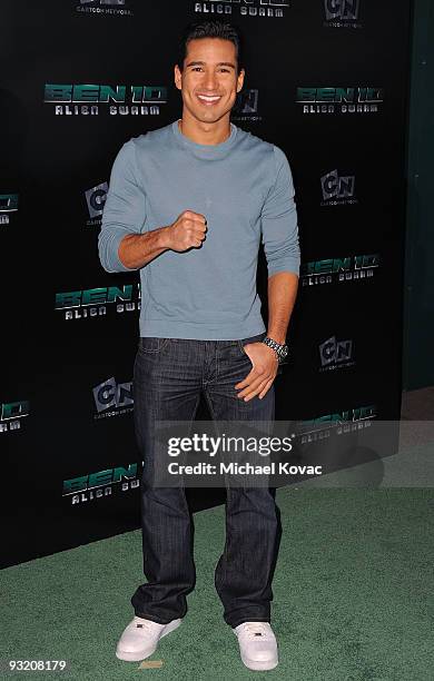 Actor Mario Lopez arrives at the Los Angeles Premiere of Cartoon Network's "Ben 10: Alien Swarm" at Warner Bros. Studios on November 18, 2009 in...