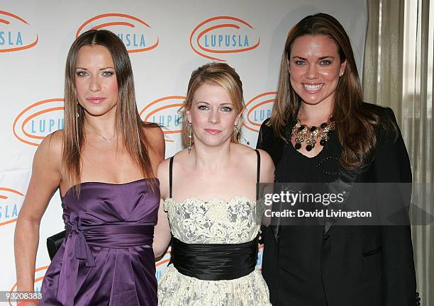 Personality Edyta Sliwinska, actress Melissa Joan Hart and TV personality Natalie Coughlin attend the 7th Annual Lupus LA Bag Ladies Luncheon at the...