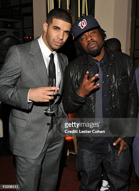 Artist Drake and rapper Wale attend the GQ "Men Of The Year" party held at Chateau Marmont on November 18, 2009 in Hollywood, California.