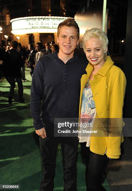 Actor Kevin G. Schmidt and Singer Kimberly Wyatt attend the Los Angeles Premiere of "Ben 10: Alien Swarm" held at the Warner Brothers Steven J Ross...