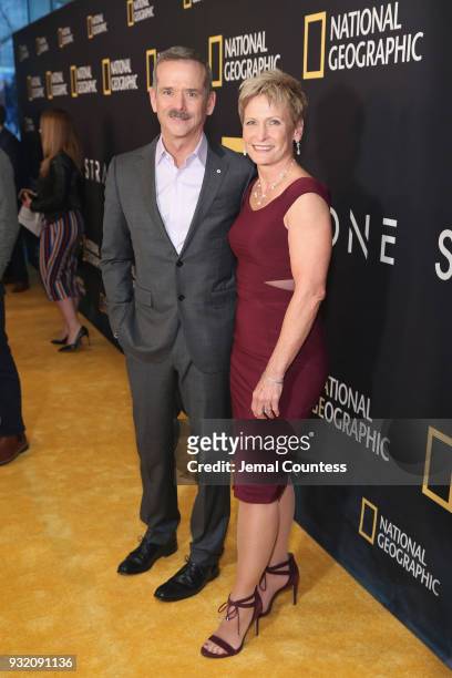 Astronauts Chris Hadfield and Peggy Whitson attend National Geographics world premiere screening of One Strange Rock on Wednesday, March 14, 2018...