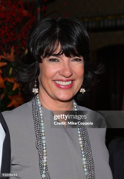 Chief international correspondent Christiane Amanpour attends the "Love, Loss, and What I Wore" cast party at Marseille on November 18, 2009 in New...