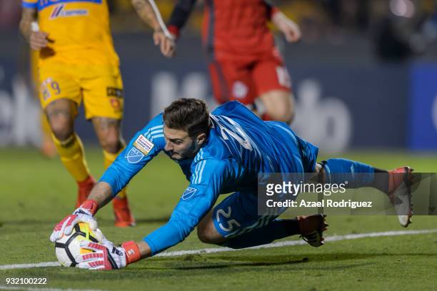 Alex Bono, goalkeeper of Toronto, holds the ball during the quarterfinals second leg match between Tigres UANL and Toronto FC as part of the CONCACAF...