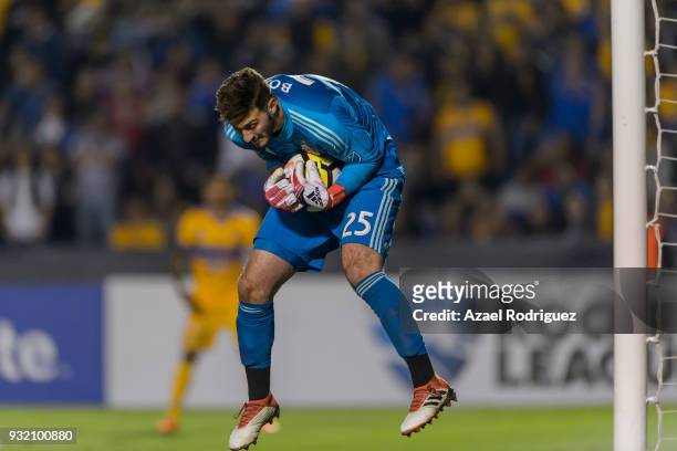 Alex Bono, goalkeeper of Toronto, controls the ball during the quarterfinals second leg match between Tigres UANL and Toronto FC as part of the...