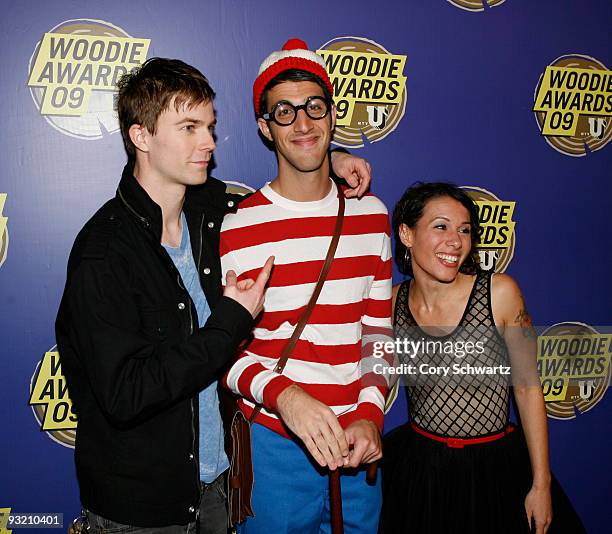 Matt Johnson, Waldo and Kim Schifino attend the 2009 mtvU Woodie Awards at the Roseland Ballroom on November 18, 2009 in New York City.