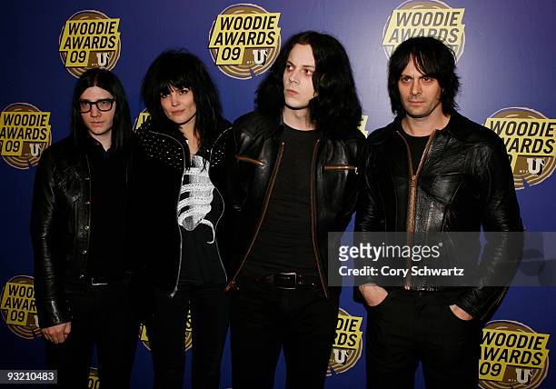Jack Lawrence, Alison Mosshart, Jack White and Dean Fertita of Dead Weather attend the 2009 mtvU Woodie Awards at the Roseland Ballroom on November...