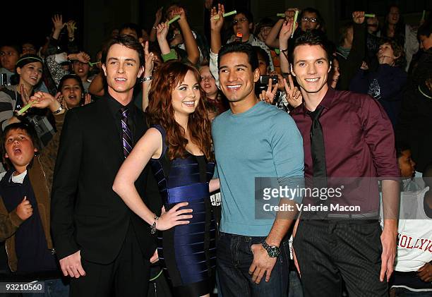 From L to R : Actors Ryan Kelley, Galadriel Stineman, Mario Lopez and Nathan Keyes arrive at the Cartoon Network's "Ben 10 : Alien Swarm" on November...