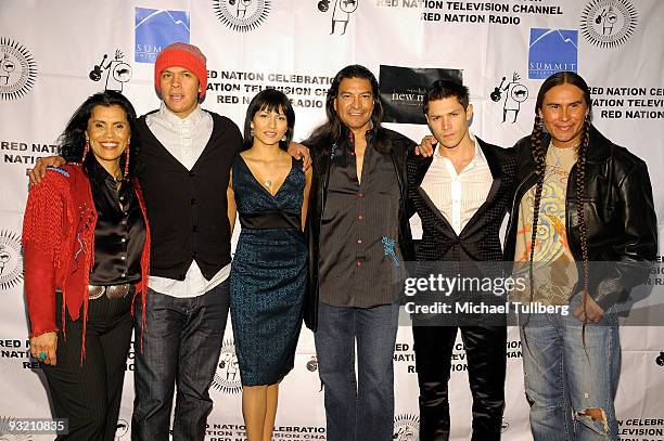 Red Nation Film Festival founder Joanelle Romero, "Twilight Saga: New Moon" actors Chaske Spencer, Tinsel Korey, Gil Birmingham and Alex Meraz and...