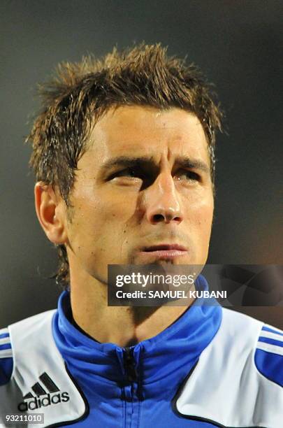 Slovak national football player Martin Petras, pose on November 17, 2009 prior to FIFA World Cup 2010 friendly football match Slovakia against Chile...