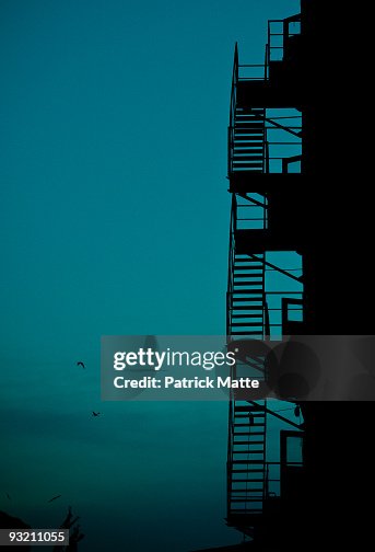 Fire exit stairway silhouette Fire exit stairway silhouette
