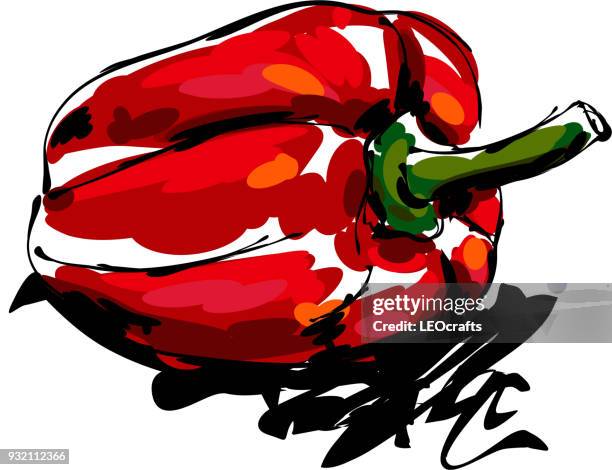 paprika-zeichnung - bell pepper stock-grafiken, -clipart, -cartoons und -symbole