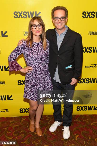 Theodora Dunlap and Sam Bisbee attend the "Hearts Beat Loud" Premiere 2018 SXSW Conference and Festivals at Paramount Theatre on March 14, 2018 in...
