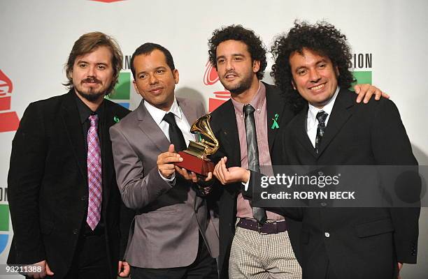 Best Alternative Music Album winner Los Amigos Invisibles pose in the press room at the 2009 Latin Grammy Awards in Las Vegas, NV on November 5,...