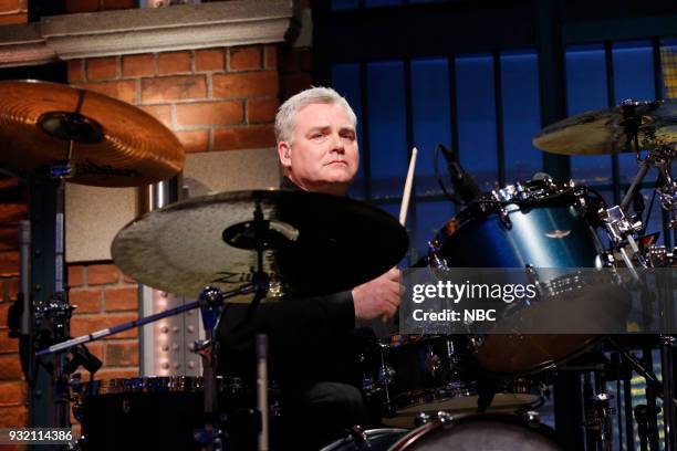 Episode 660 -- Pictured: Brendan Canty of Messthetics sits in with the 8G Band on March 14, 2018 --