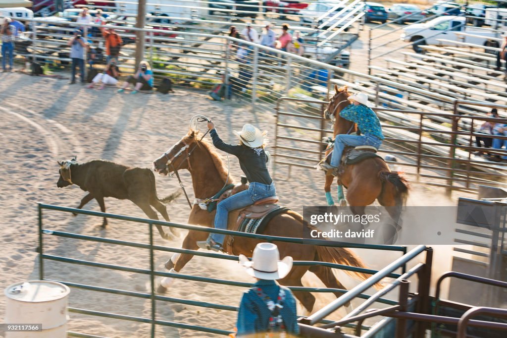 Dusty Ridge Rodeo Team Roping Event Riders At A Dusty Rodeo High-Res Stock Photo - Getty ...