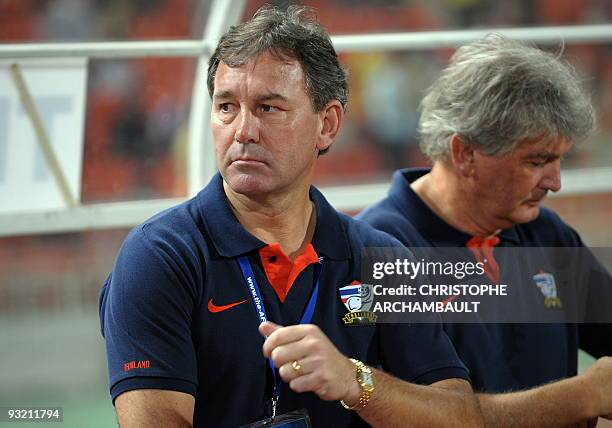 Thailand's coach Bryan Robson looks on ahead of their AFC Asian Cup 2011 Group E qualifying match against Singapore at the Rajamangala stadium in...