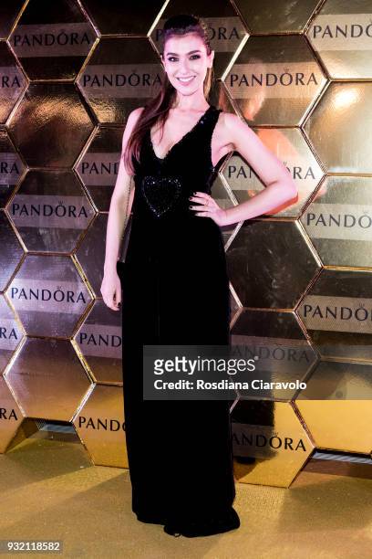 Stella Egitto attends Pandora Shine Launch on March 14, 2018 in Milan, Italy.
