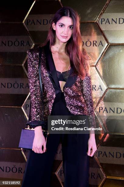 Sara Rossetto attends Pandora Shine Launch on March 14, 2018 in Milan, Italy.