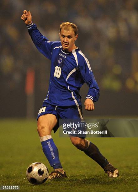 Senijad Ibricic of Bosnia-Herzegovina during the FIFA2010 World Cup Qualifier 2nd Leg match between Bosnia-Herzegovina and Portugal at stadium Bolini...