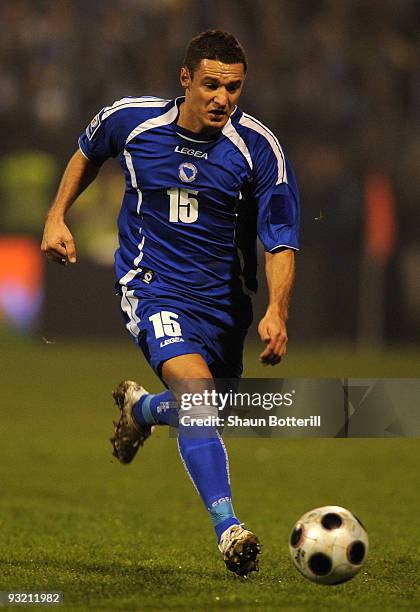 Sejad Salihovic of Bosnia-Herzegovina during the FIFA2010 World Cup Qualifier 2nd Leg match between Bosnia-Herzegovina and Portugal at stadium Bolini...