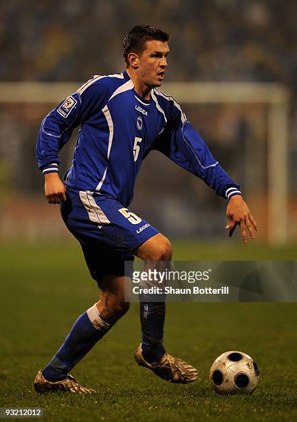 Zlatan Bajramovic of Bosnia-Herzegovina during the FIFA2010 World Cup Qualifier 2nd Leg match between Bosnia-Herzegovina and Portugal at stadium...