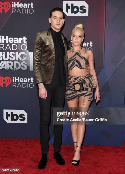 Recording artists Halsey and G-Eazy attend the 2018 iHeartRadio Music Awards at the Forum on March 11, 2018 in Inglewood, California.