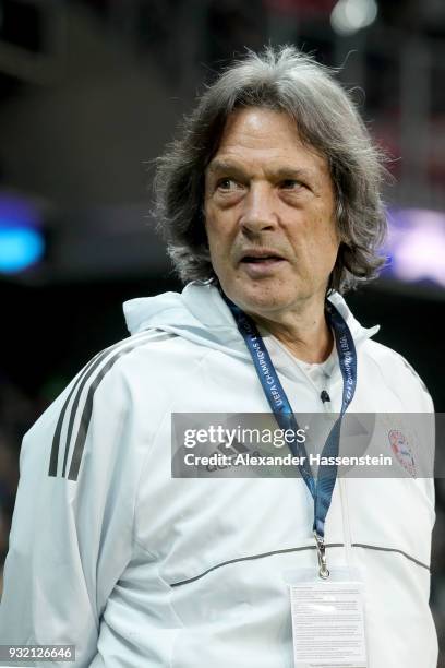 Bayern Muenchen Team doctor Hans-Wilhelm Mueller-Wohlfahrt looks on prior to the UEFA Champions League Round of 16 Second Leg match Besiktas and...