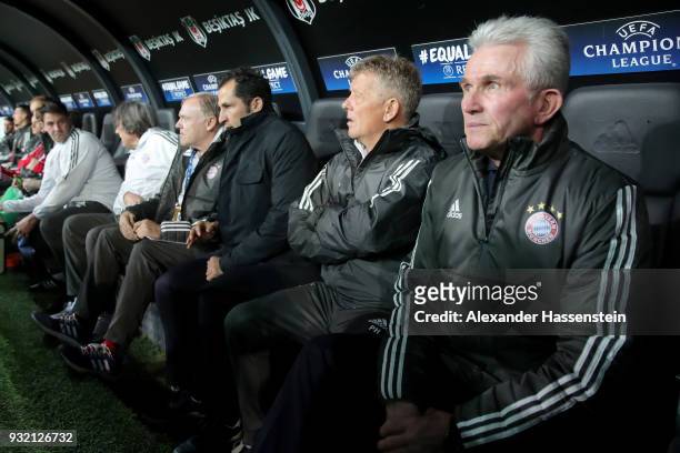Jupp Heynckes, head coach of Bayern Muenchen looks on prior to the UEFA Champions League Round of 16 Second Leg match Besiktas and Bayern Muenchen at...