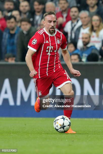 Franck Ribery of FC Bayern Muenchen runs with the ball during the UEFA Champions League Round of 16 Second Leg match Besiktas and Bayern Muenchen at...