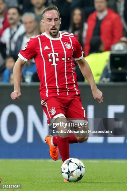 Franck Ribery of FC Bayern Muenchen runs with the ball during the UEFA Champions League Round of 16 Second Leg match Besiktas and Bayern Muenchen at...