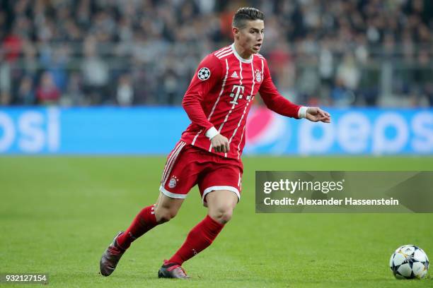 James Rodríguez of FC Bayern Muenchen runs with the ball during the UEFA Champions League Round of 16 Second Leg match Besiktas and Bayern Muenchen...