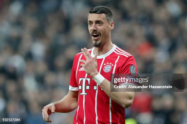 Sandro Wagner of FC Bayern Muenchen reacts during the UEFA Champions League Round of 16 Second Leg match Besiktas and Bayern Muenchen at Vodafone...