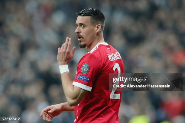 Sandro Wagner of FC Bayern Muenchen reacts during the UEFA Champions League Round of 16 Second Leg match Besiktas and Bayern Muenchen at Vodafone...