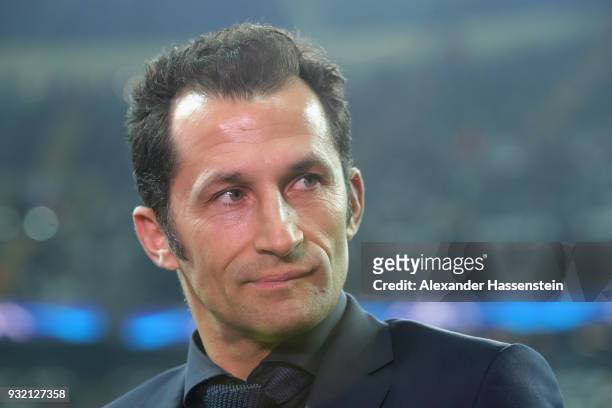 Hasan Salihamidzicm, sporting director of Bayern Muenchen looks on prior to the UEFA Champions League Round of 16 Second Leg match Besiktas and...