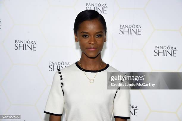 Letitia Wright attends the PANDORA Jewelry Shine Collection Launch with Ciara on March 14, 2018 in New York City.