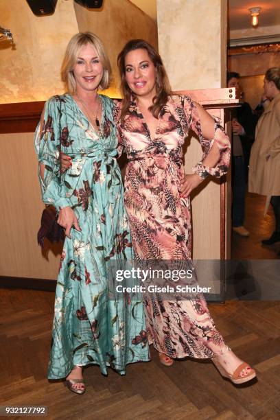 Saskia Valencia and Julia Dahmen during the NdF after work press cocktail at Parkcafe on March 14, 2018 in Munich, Germany.