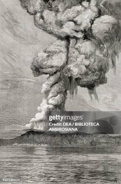 Volcanic eruption of Krakatau, Indonesia, illustration from The Graphic, volume XXVIII, no 715, August 11, 1883.