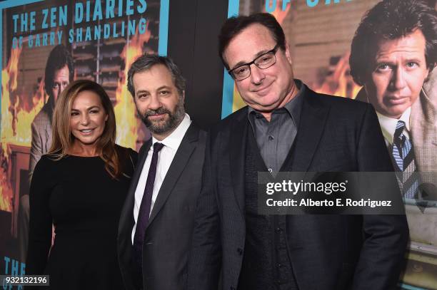 Linda Doucett, Judd Apatow and Bob Saget attend the Screening Of HBO's "The Zen Diaries Of Garry Shandling" at Avalon on March 14, 2018 in Hollywood,...