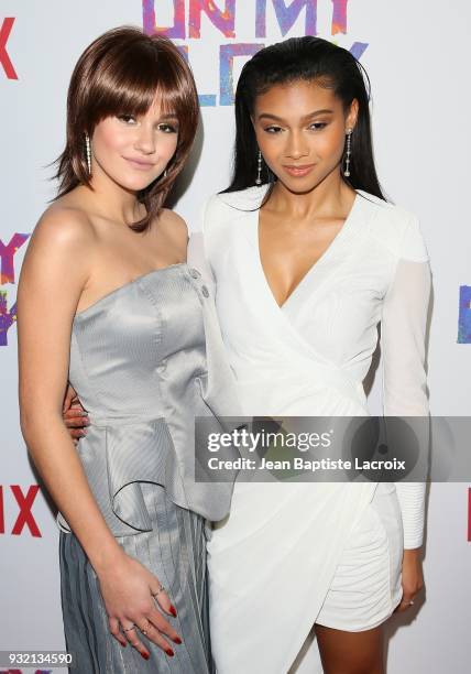 Ronni Hawk and Sierra Capri attend the premiere of Netflix's 'On My Block' on March 14, 2018 in Los Angeles, California.