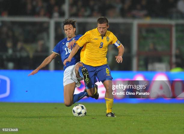 Daniele Galloppa of Italy competes with Anders Svensson of Sweden during International Friendly Match beetwen Italy and Sweden at Dino Manuzzi...