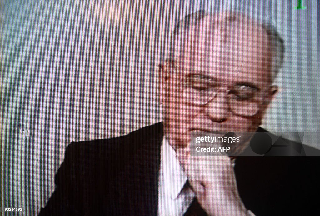 Soviet President Mikhail Gorbachev looks